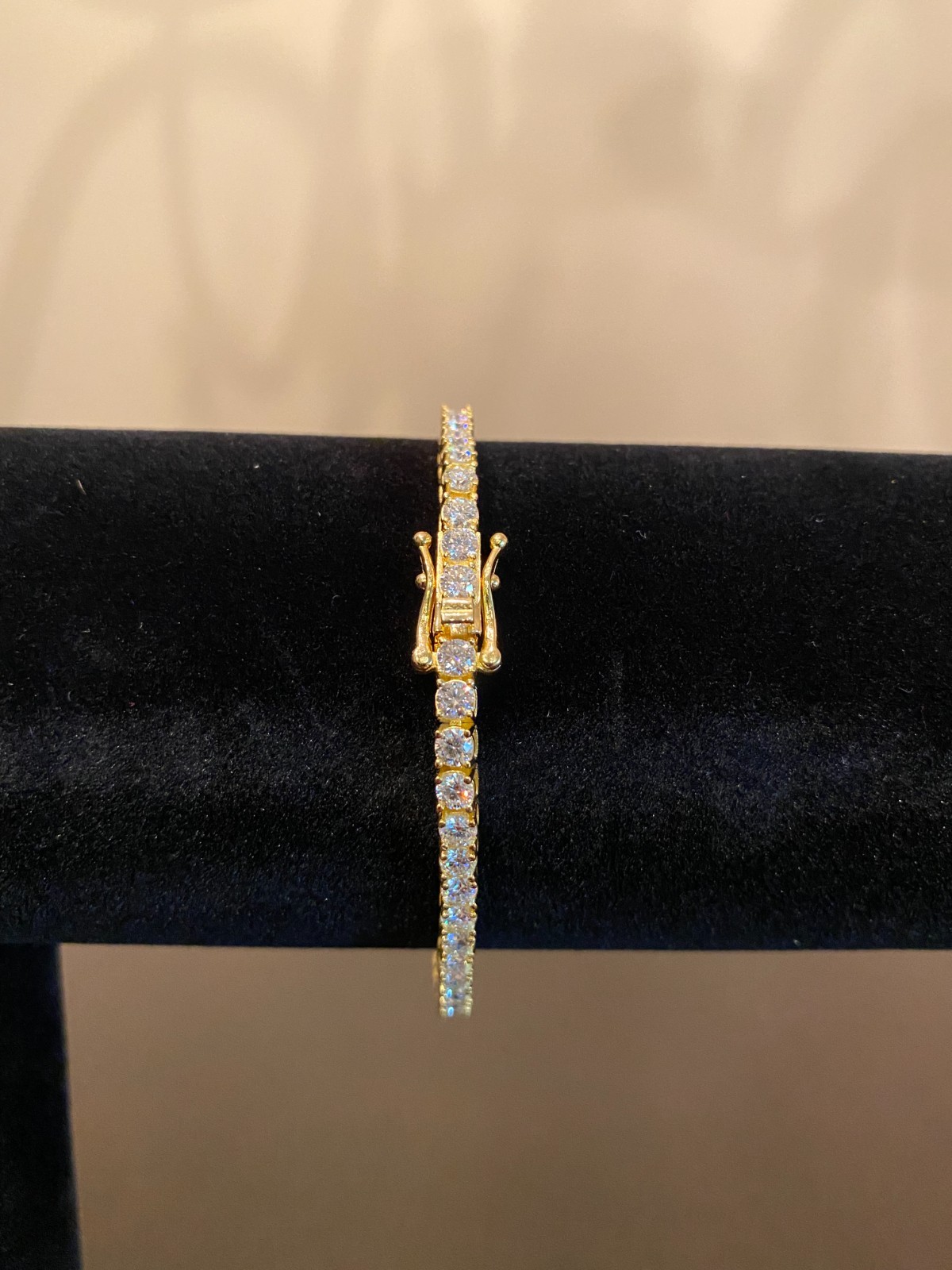 3mm VVS Moissanite 925 Silver Tennis Bracelet for Men & Women Yellow Gold