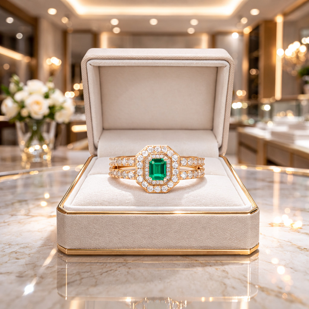 3.90 Ct Emerald Cut Natural Emerald Diamond Propose Ring 14K Yellow Gold Size 7