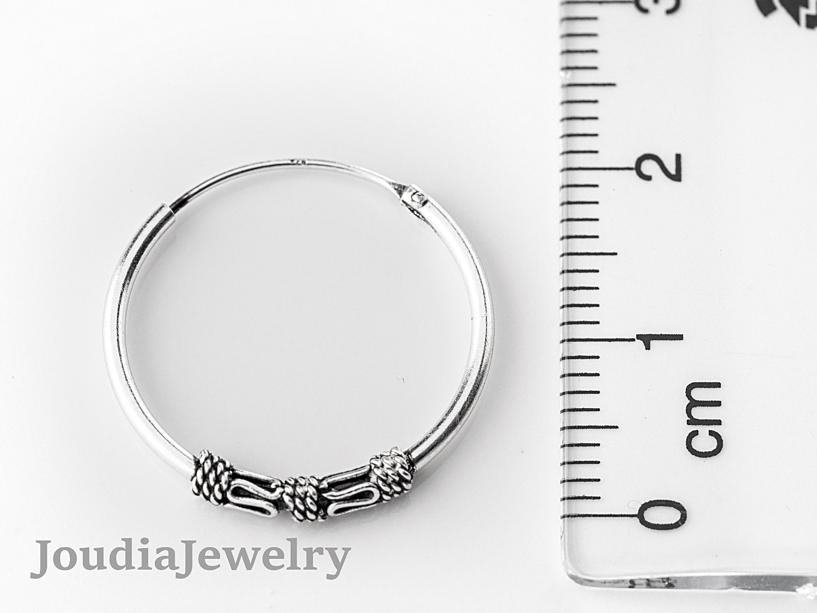 925 Sterling Silver Bali Hoop Earrings 20mm Ethnic Hoops Minimalist Jewelry