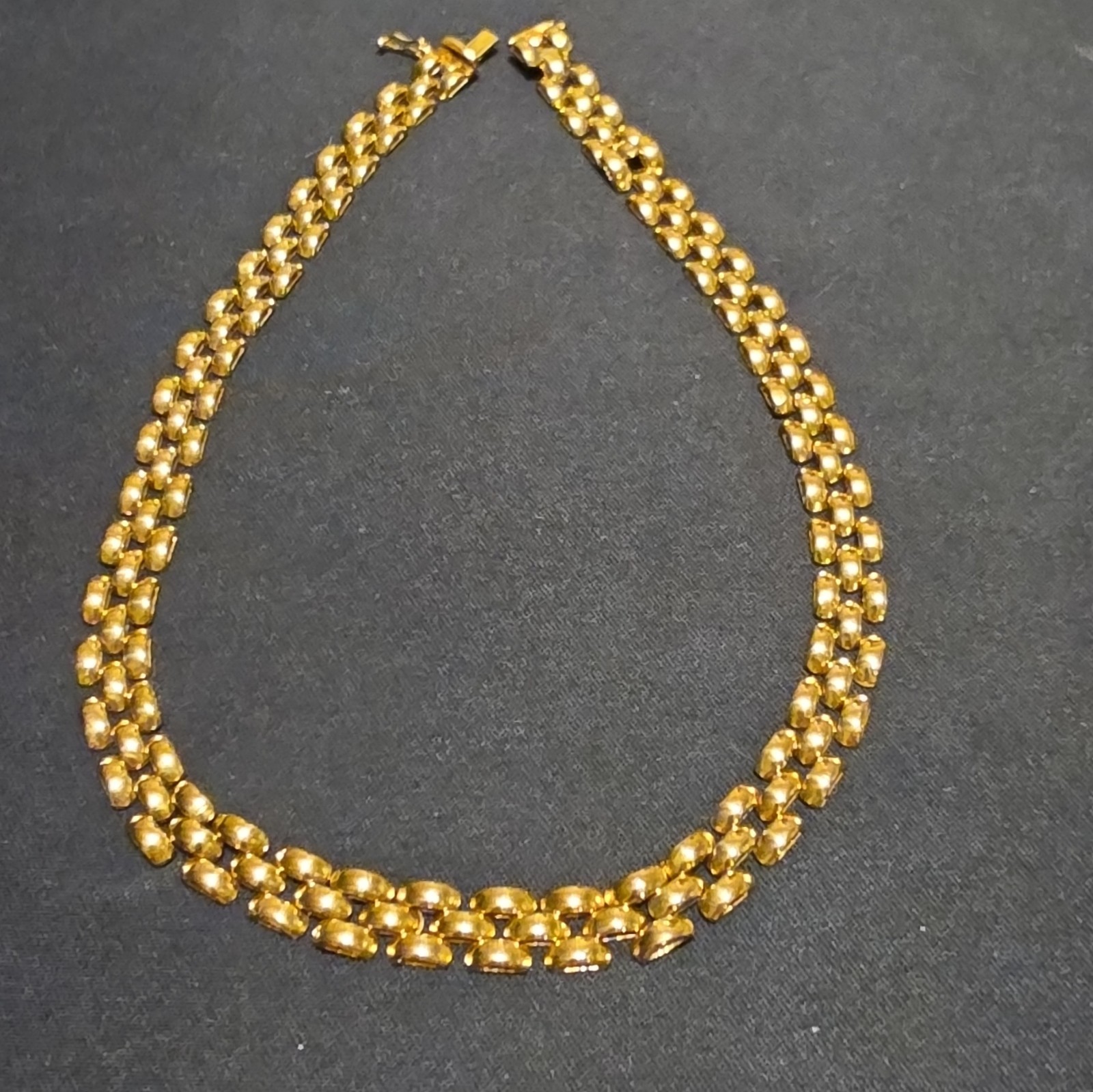 Signed Italian 925 Strl. Silver Gold/ Vermeil Block Link Choker Necklace 16″ 31g
