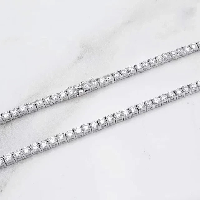 20Ct Round Cut 3MM Lab-Created Diamond Tennis Necklace 14K White Gold Plated 18″