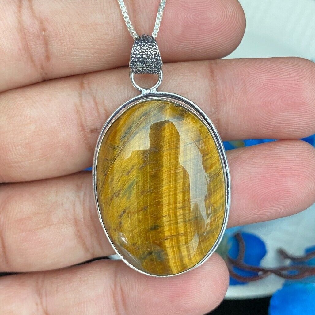 Natural Yellow Tiger’s Eye Pendant, Gemstone Pendant for Gir, Tiger Eye Pendant