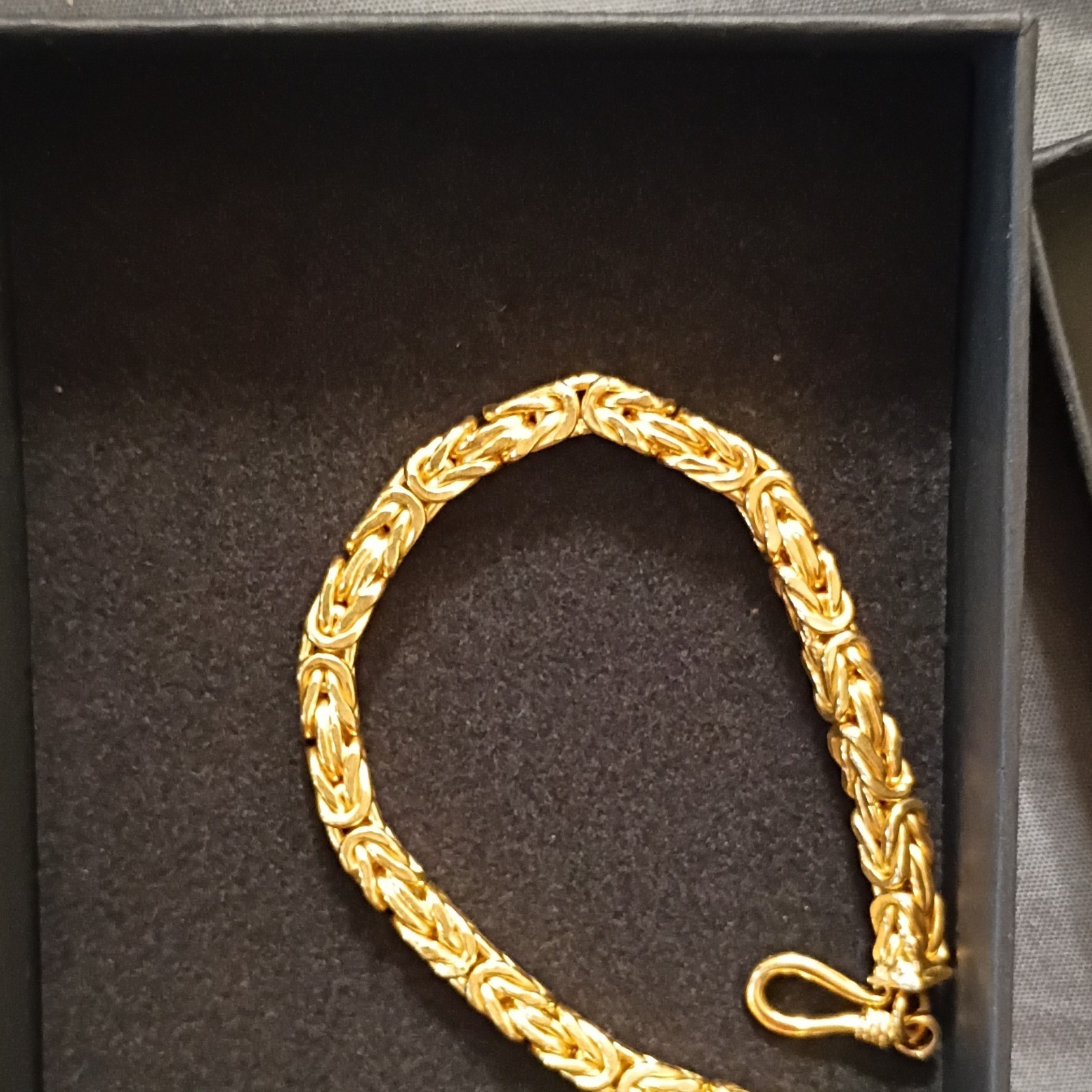925 Sterling Silver Gold Tone Byzantine Chain Bracelet