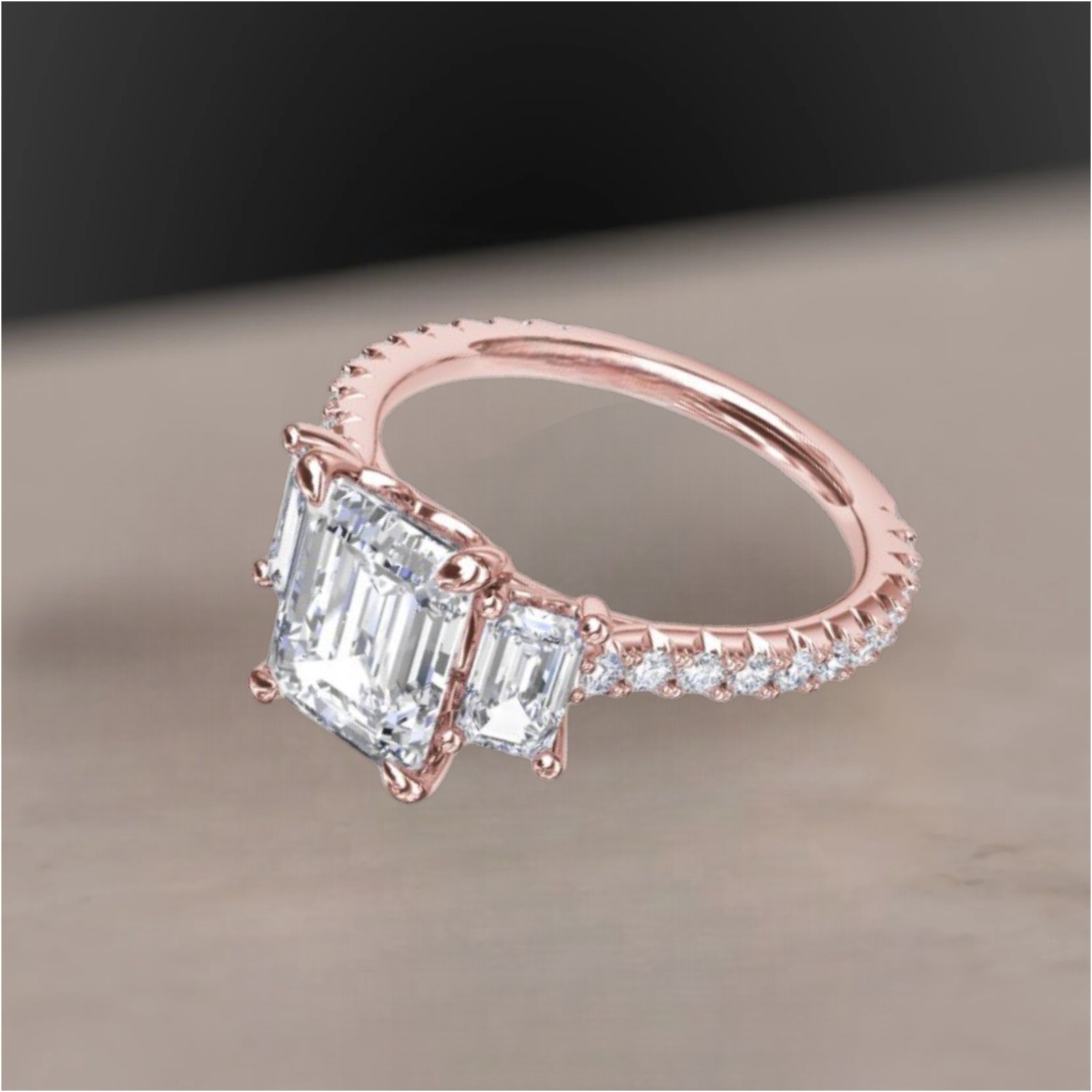 Sale ! 18K Rose Gold IGI Lab Created Diamond Engagement Ring 4.00 CT Emerald Cut