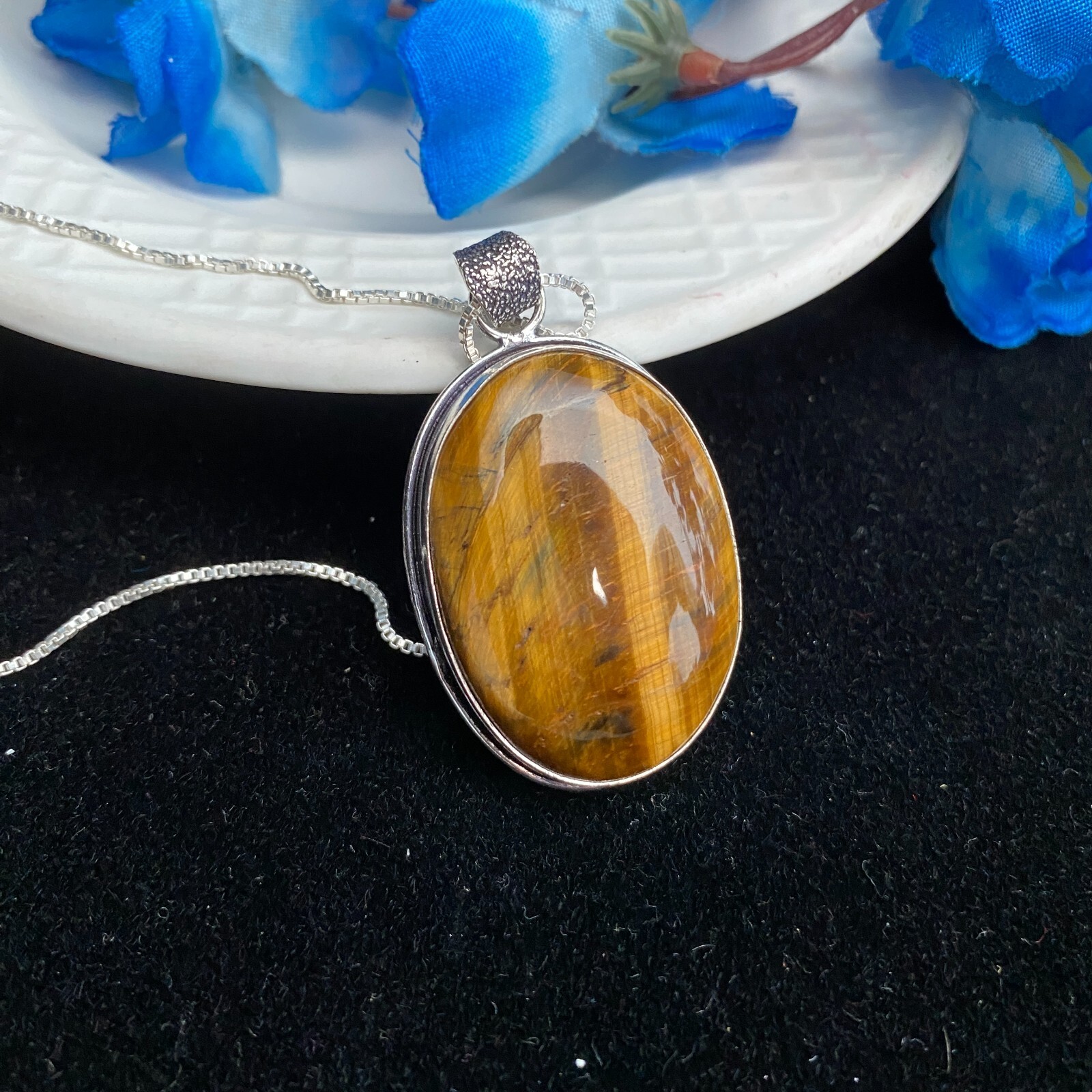 Natural Yellow Tiger’s Eye Pendant, Gemstone Pendant for Gir, Tiger Eye Pendant