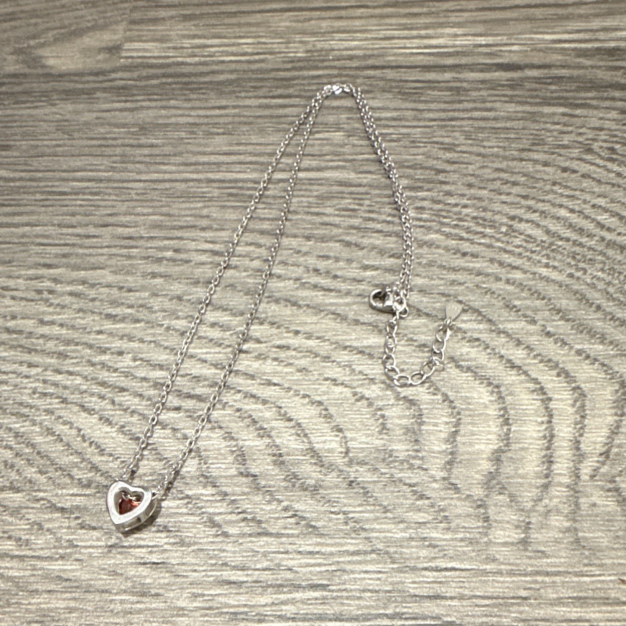 925 Sterling Silver Red Heart Pendant Necklace 16-18in Adjustable Cable Chain