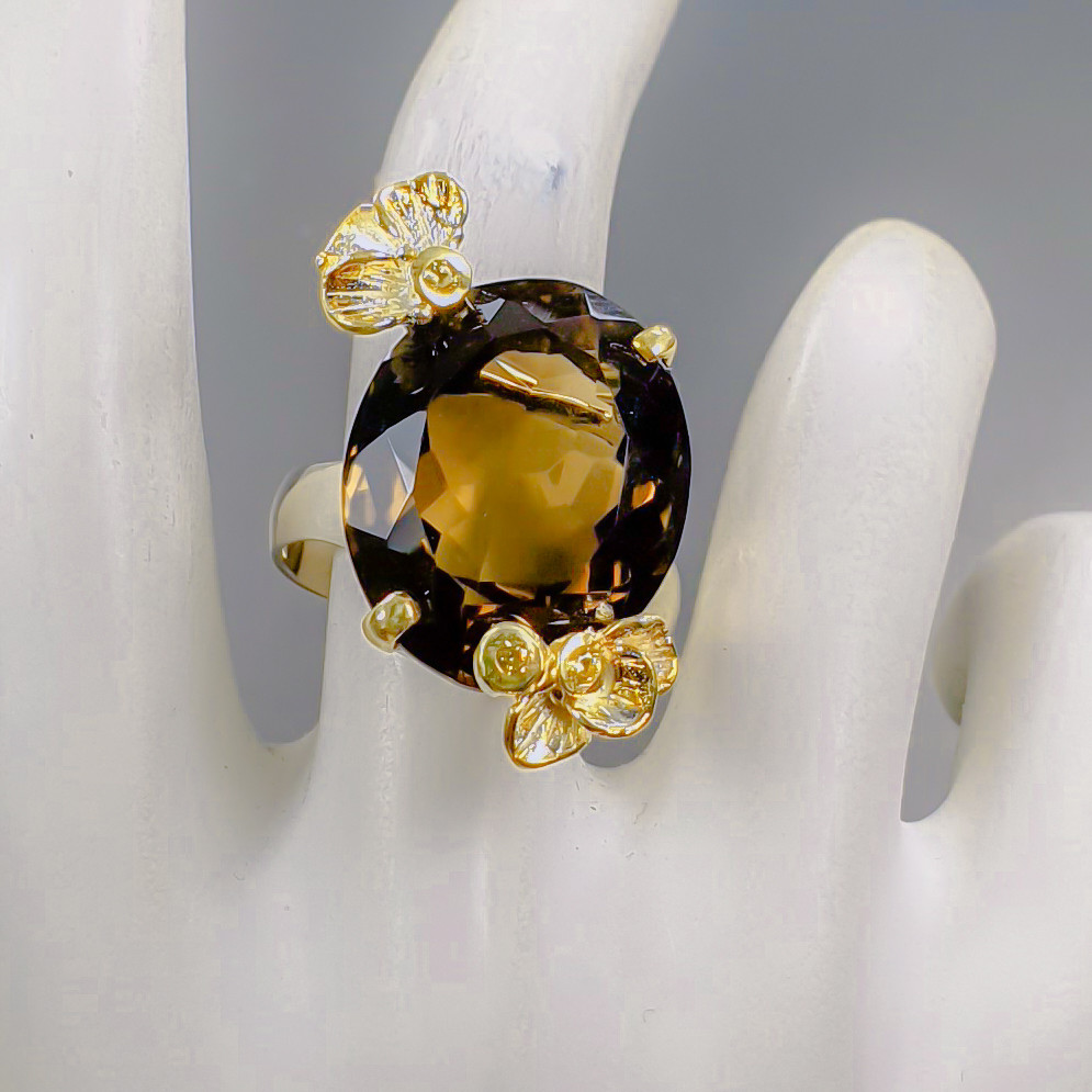 Natural  Not Enhanced Smoky Quartz Ring 925 Sterling Silver Size 9 /B-R0987