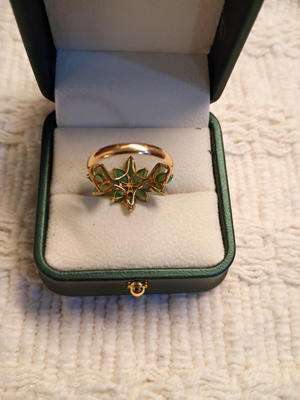 14kt Gold Women’s Marquis Cut Emerald Floral Design Ring Size 8.5