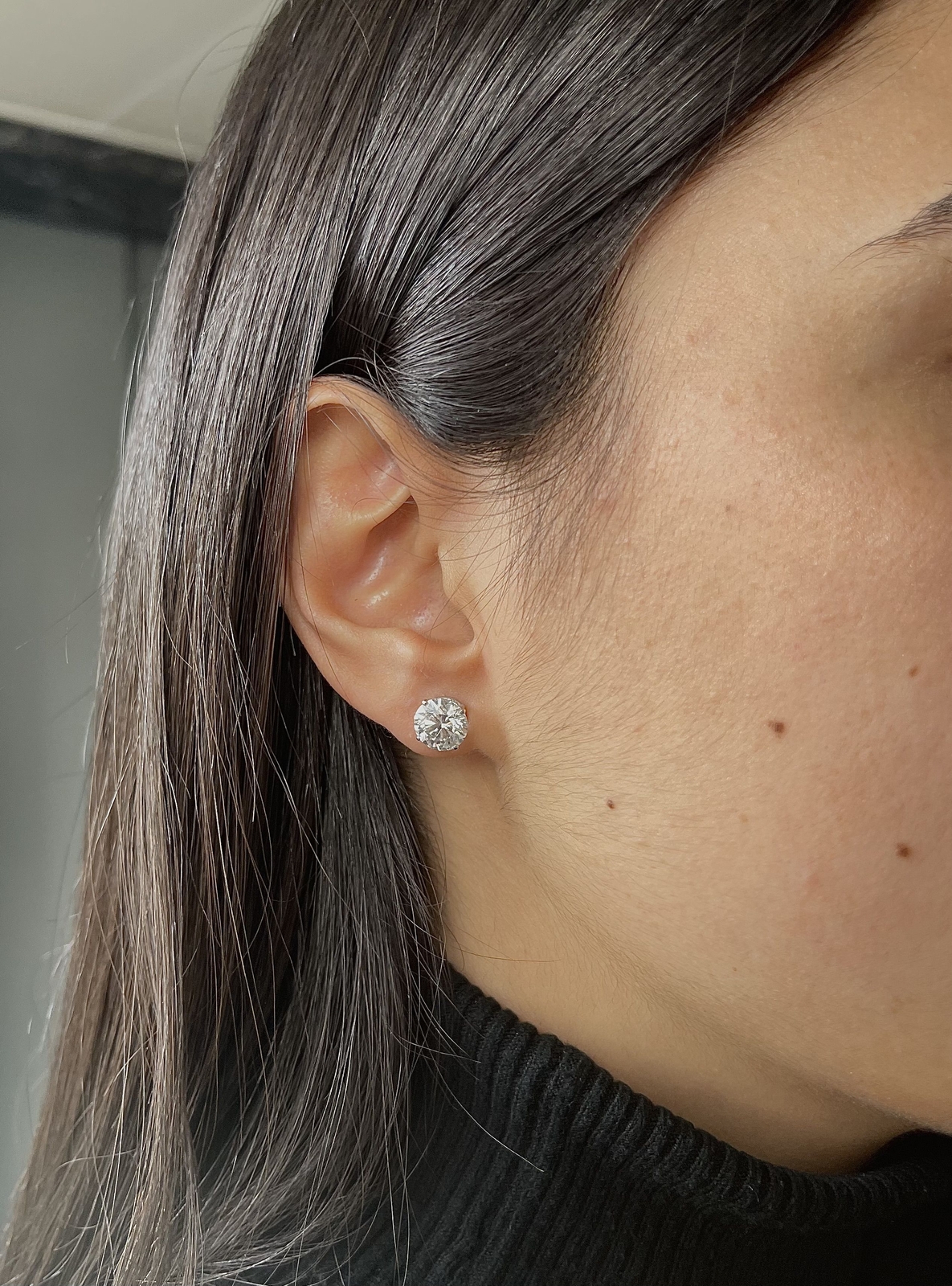 IGI Diamond Earrings VS1 D Round 6.40 Carat Lab Created 14k White Gold Eye Clean
