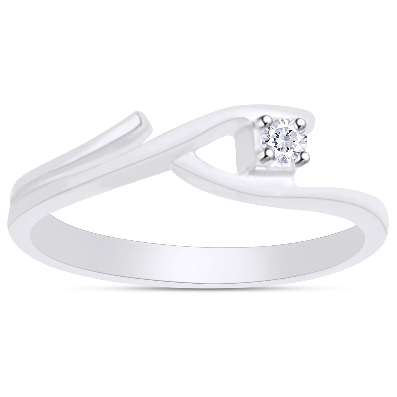 Natural Round Diamond Accents Solitaire Engagement Ring 925 Sterling Silver