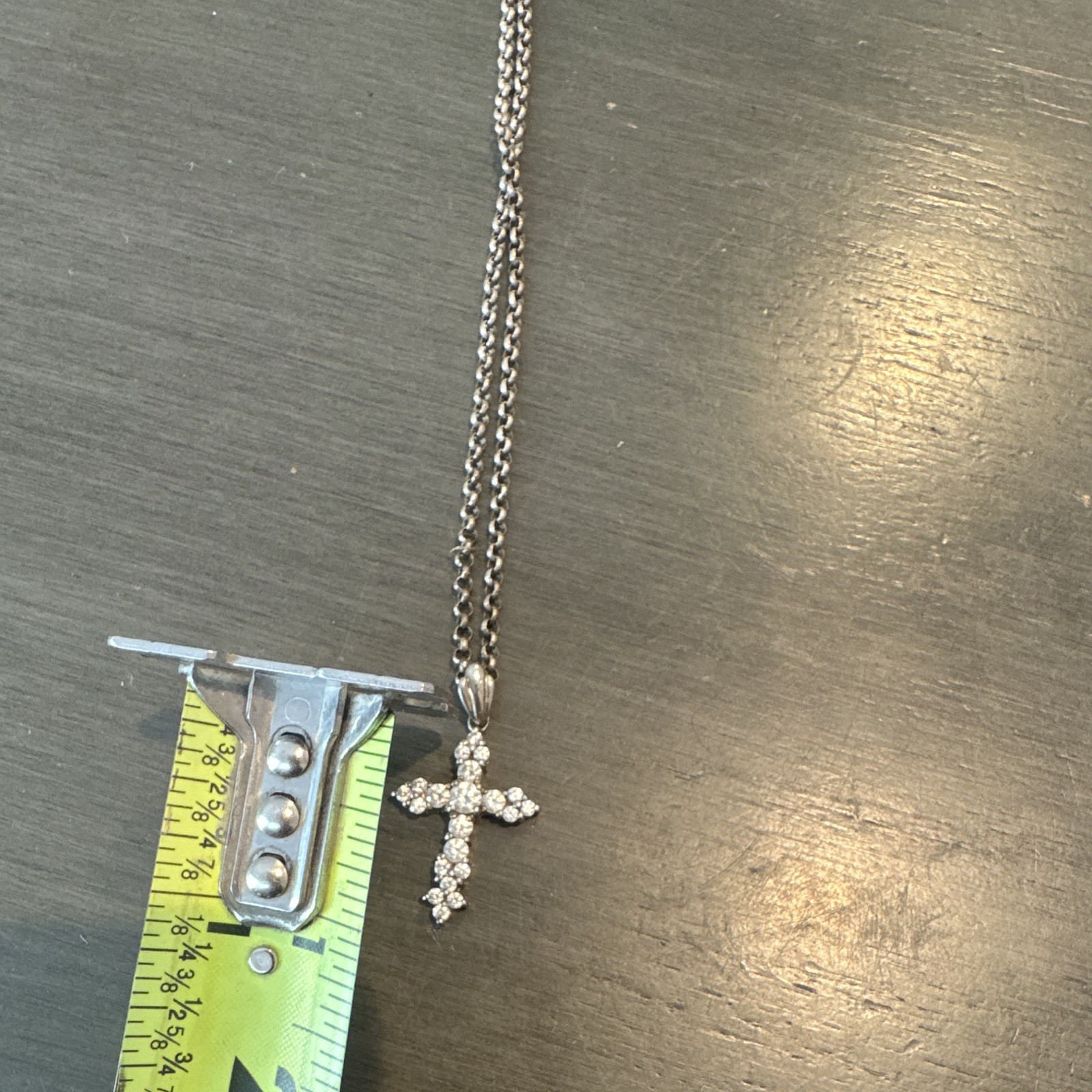 925 Sterling Silver Cross Charm Pendant Cable Chain Necklace