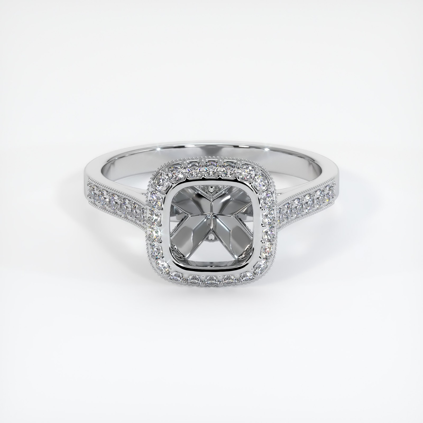 Ceylon (Sri Lanka) Cushion Blue Aquamarine Platinum 950 Ring 3.55CT