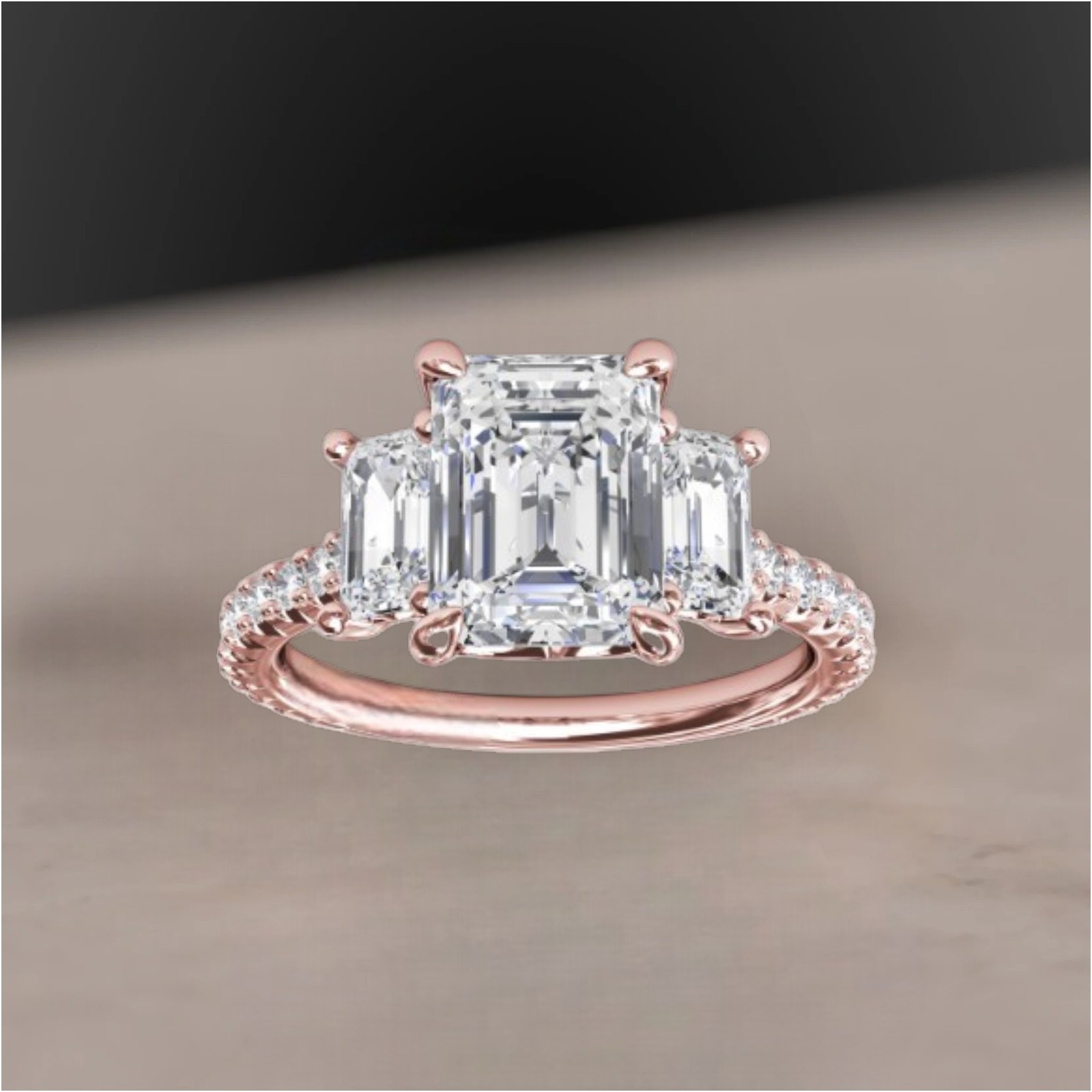 Sale ! 18K Rose Gold IGI Lab Created Diamond Engagement Ring 4.00 CT Emerald Cut