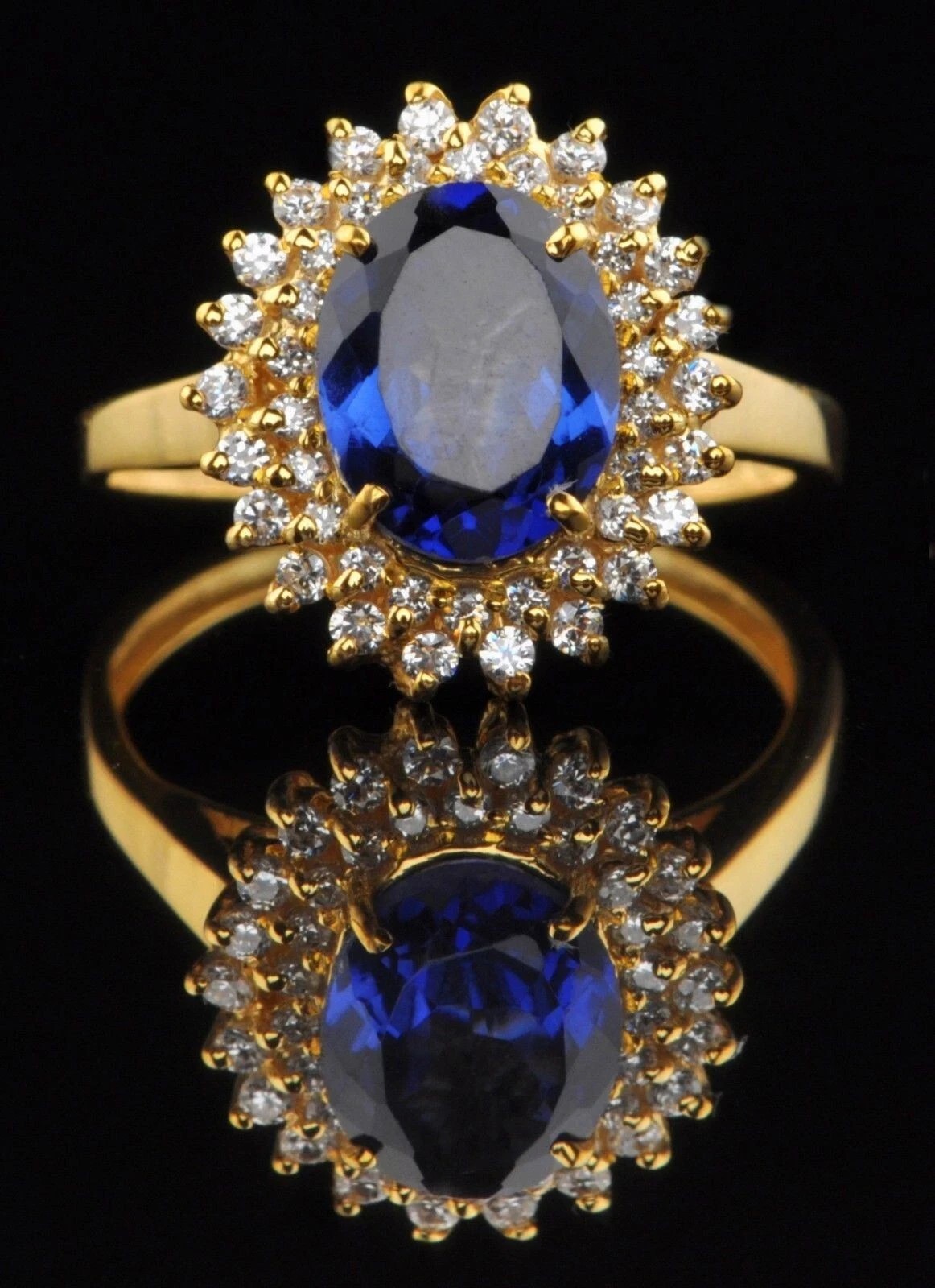 3.50 Ct Oval Cut Natural Sapphire & Diamond Wedding Ring 14k Yellow Gold