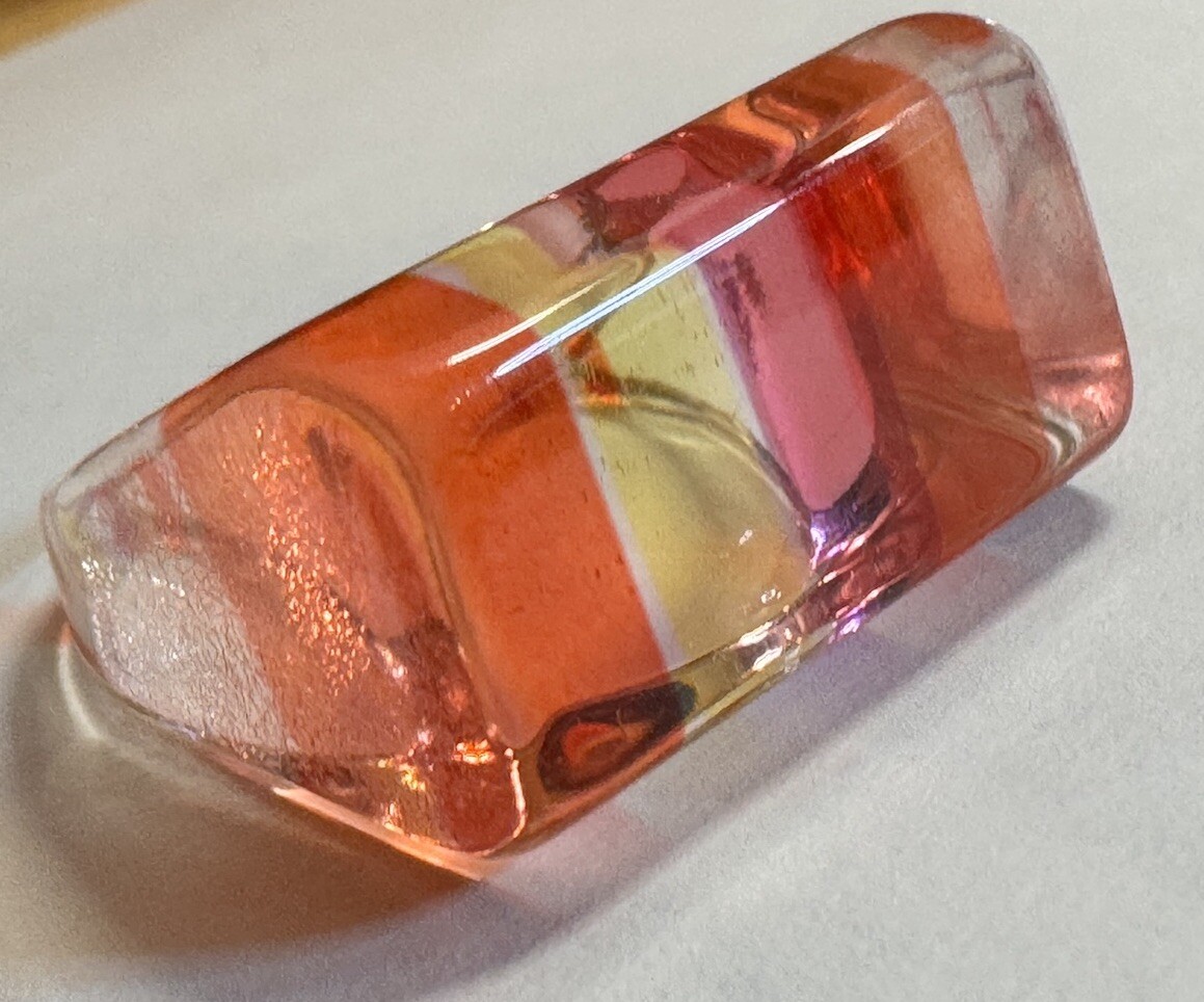 Vintage Lucite Brilliant Color Pink, Coral , Yellow, Red Ring Size 8.5