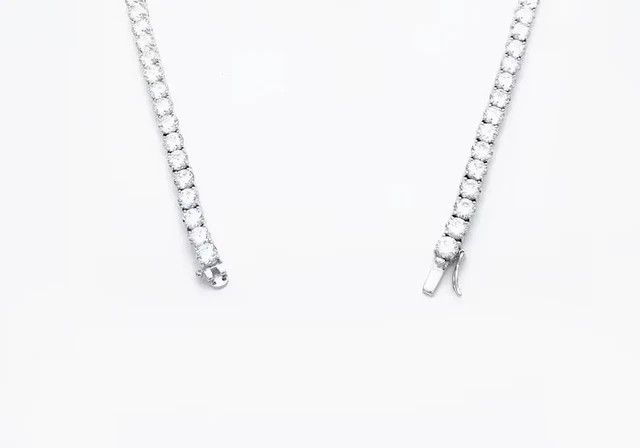 20Ct Round Cut 3MM Lab-Created Diamond Tennis Necklace 14K White Gold Plated 18″