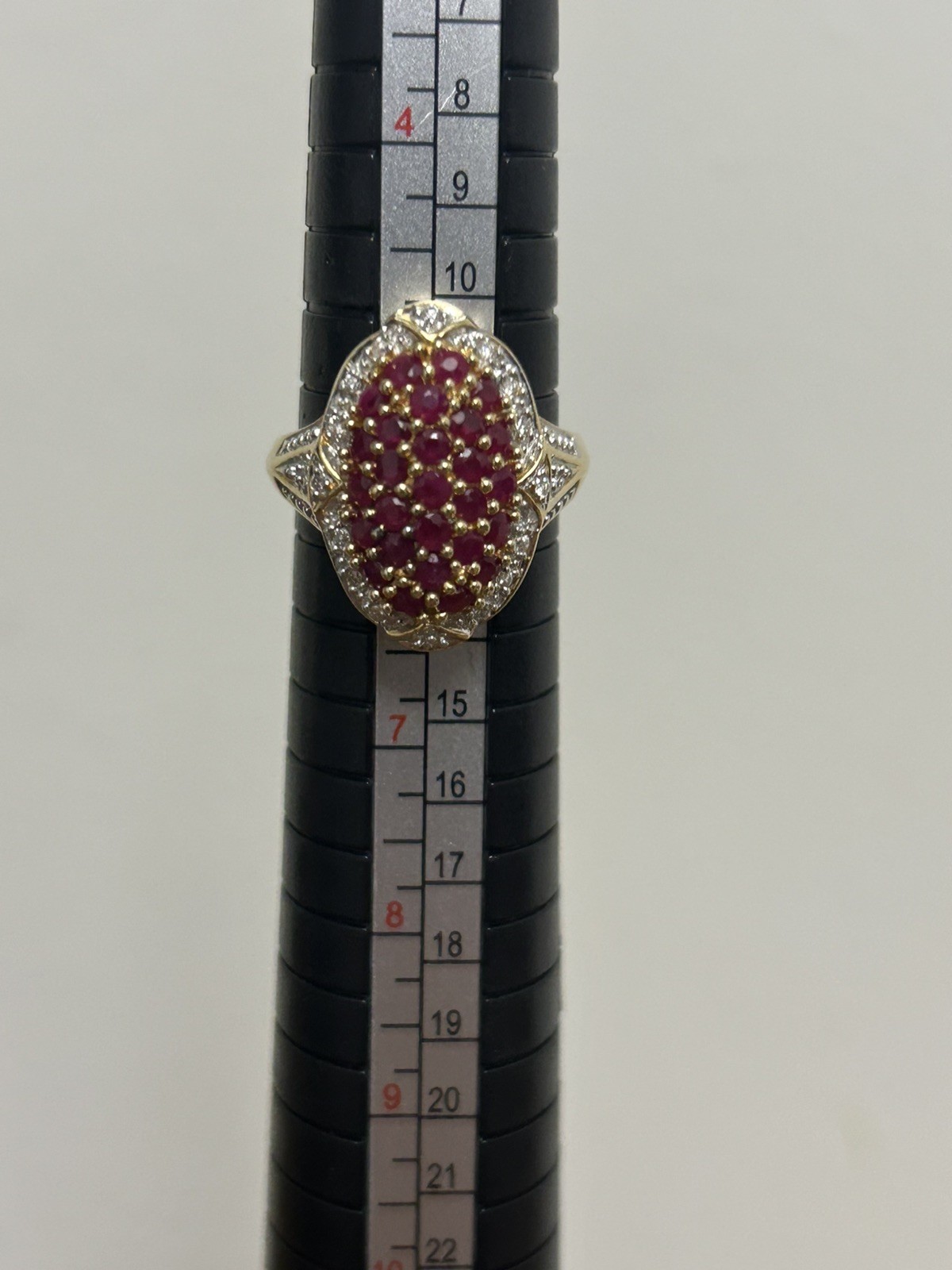 Meda 14k Yellow Gold Ruby and Diamond Oval Ring Size 5.5
