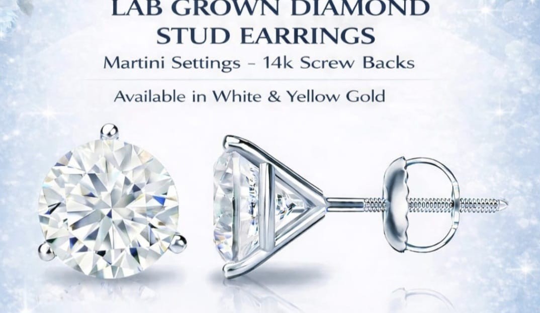 martini stud earrings for women 14kt gold screw back