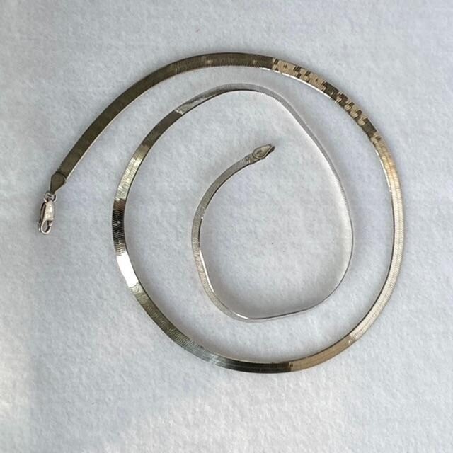 24″ Italian Sterling silver 925 Herringbone Chain Necklace 4.5mm 13.76g Unisex