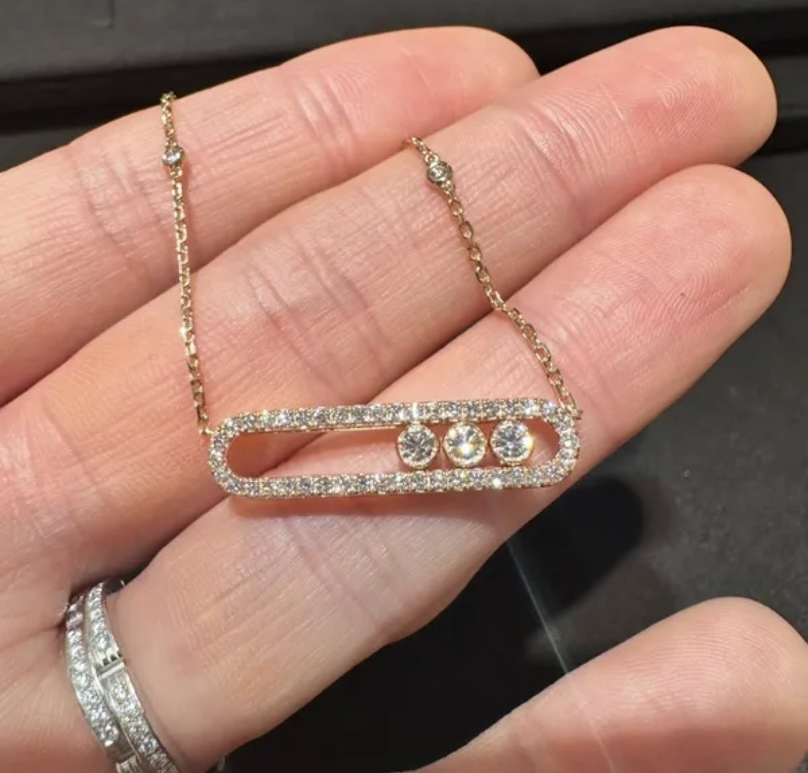2.00Ct Round Cut Moissanite Messika Charm Pendant Necklace 14k White Gold Plated