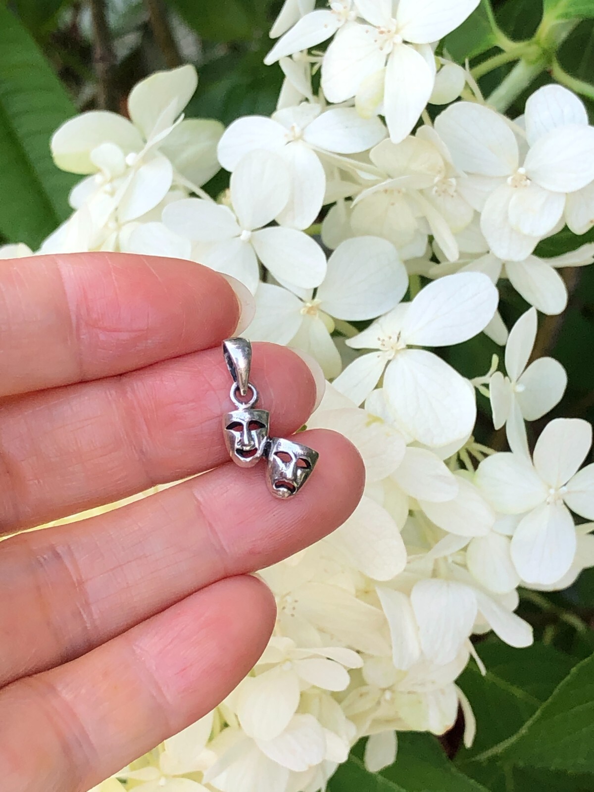 925 Sterling Silver Comedy & Tragedy Pendant Tiny Dainty 12mm /20mm Men Women