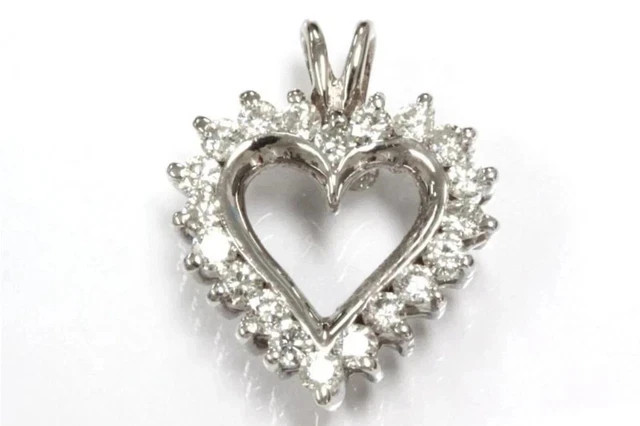 2Ct Round Cut Real Moissanite Women’s Heart Pendant In 14K White Gold Plated