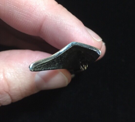 Vintage Modern Designer Sterling Onyx Brooch Signed