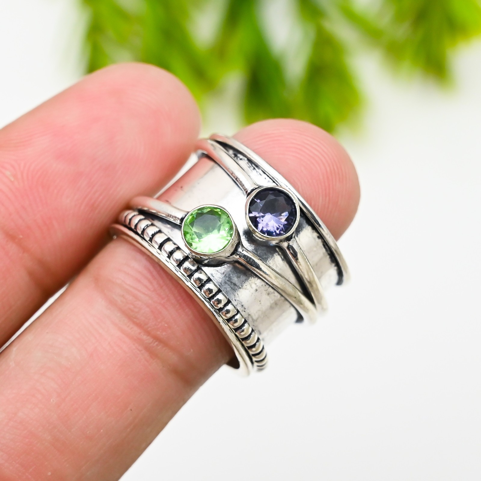 Handmade Amethyst 925 Sterling Silver Beautiful Spinner Ring For Gift