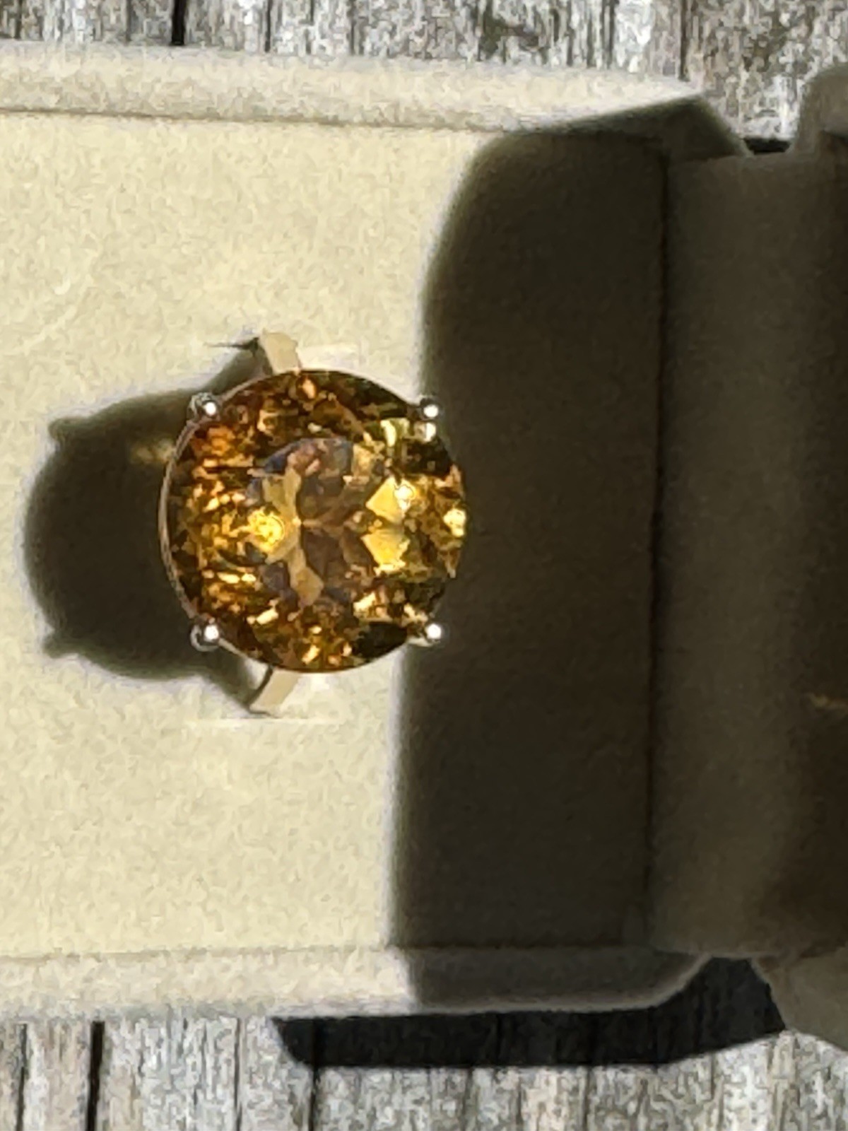 14ct yellow gold with 17.4 ct. Citrine cocktail ring size 7.5