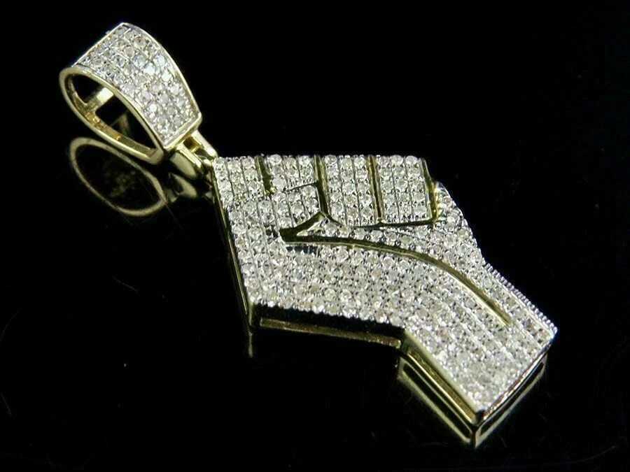 1Ct Round Cut Diamond Black Lives Matter Pendant 14k Yellow Gold Over Free chain