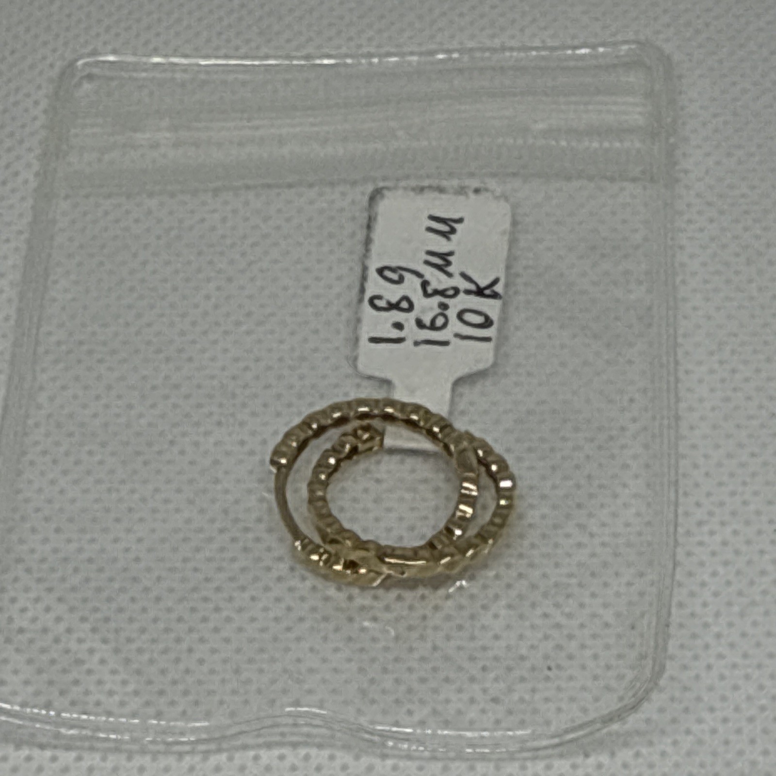 10K Yellow Gold Hinged Huggie Hoop Earrings 16.8mm Round No Stone