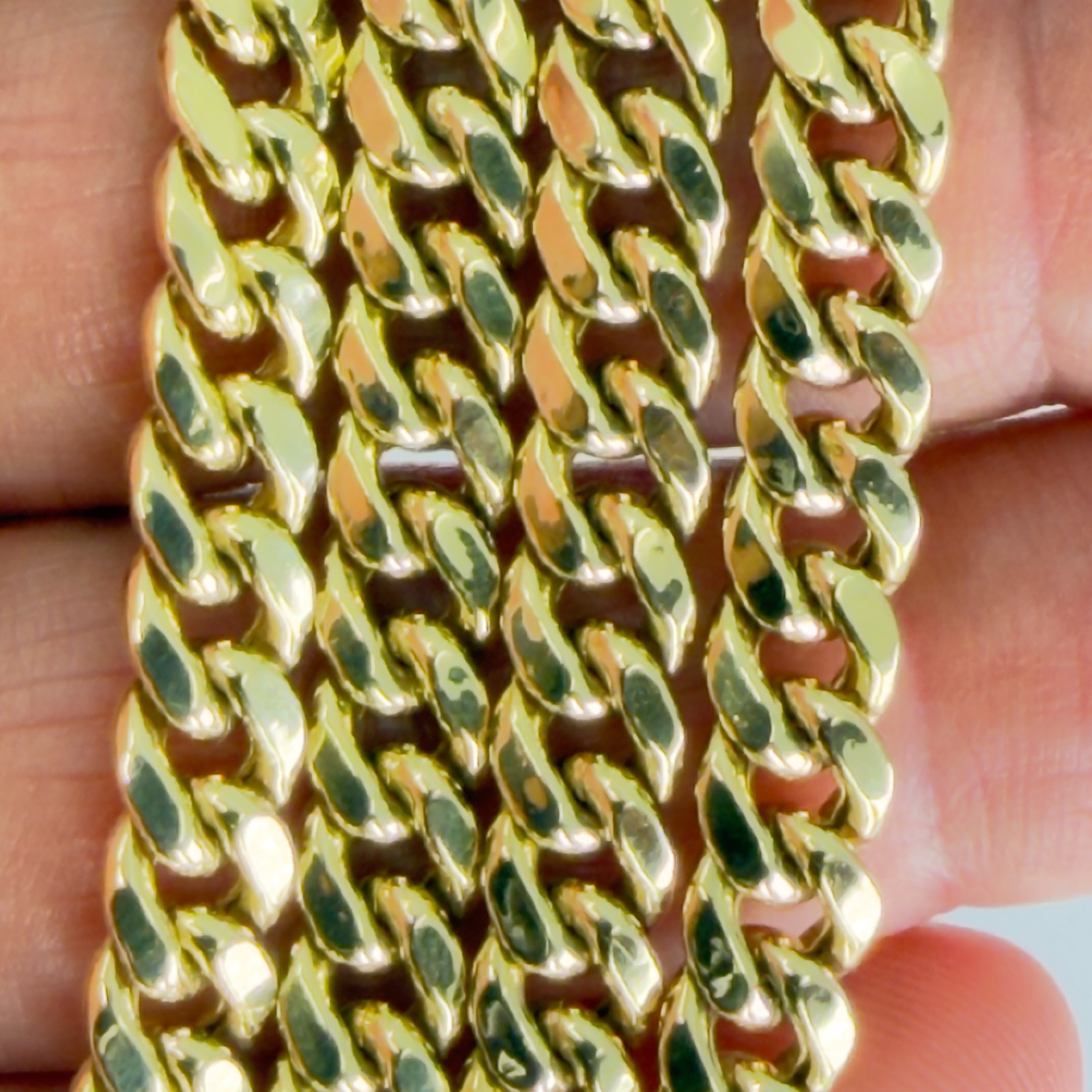 Real 14K Yellow Gold Cuban Link Chain 6.5mm 22 inch Mens Necklace Hollow