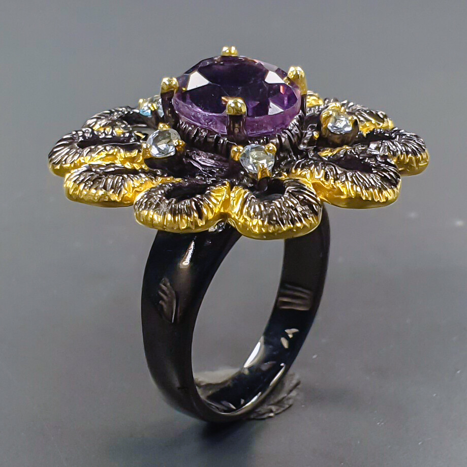 Natural  Not Enhanced Amethyst Ring 925 Sterling Silver Size 6.25 /B-R1628