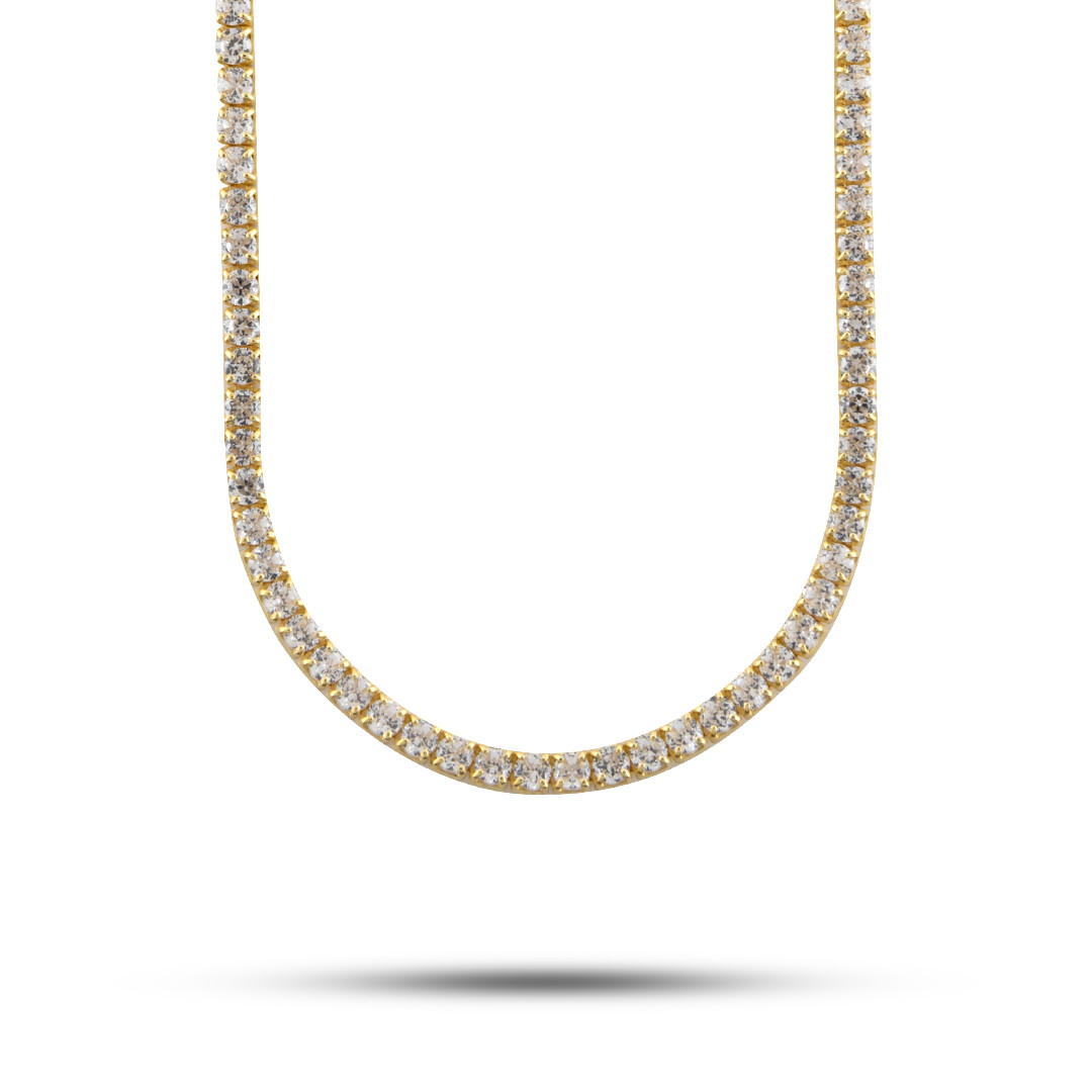 14k Gold Diamond Tennis Necklace, 3mm Round Diamond Tennis Necklace Women Her