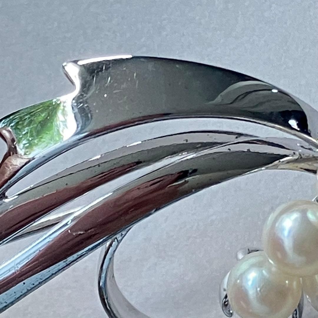 Mikimoto Akoya Pearl Brooch Pin Corsage 5 Pearl Silver Vintage Japan Authentic