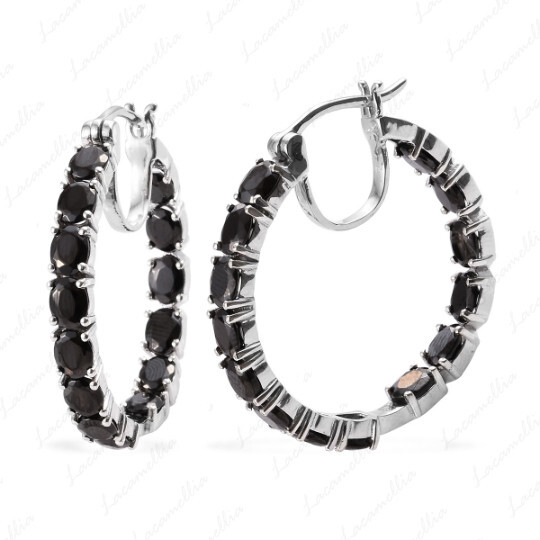Beautiful Black Spinal Oval Shape Handmade Hoop Earrings Gift Fol All Occasions