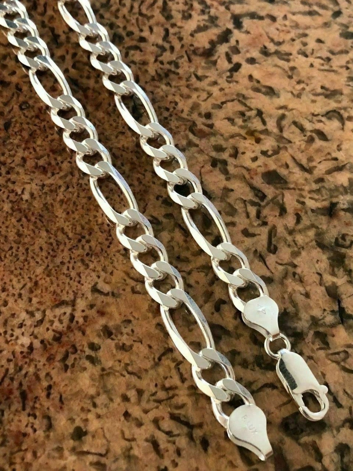 Unisex Genuine 925 Sterling Silver 26″ 3.8mm Italian Figaro Chain Necklace E139