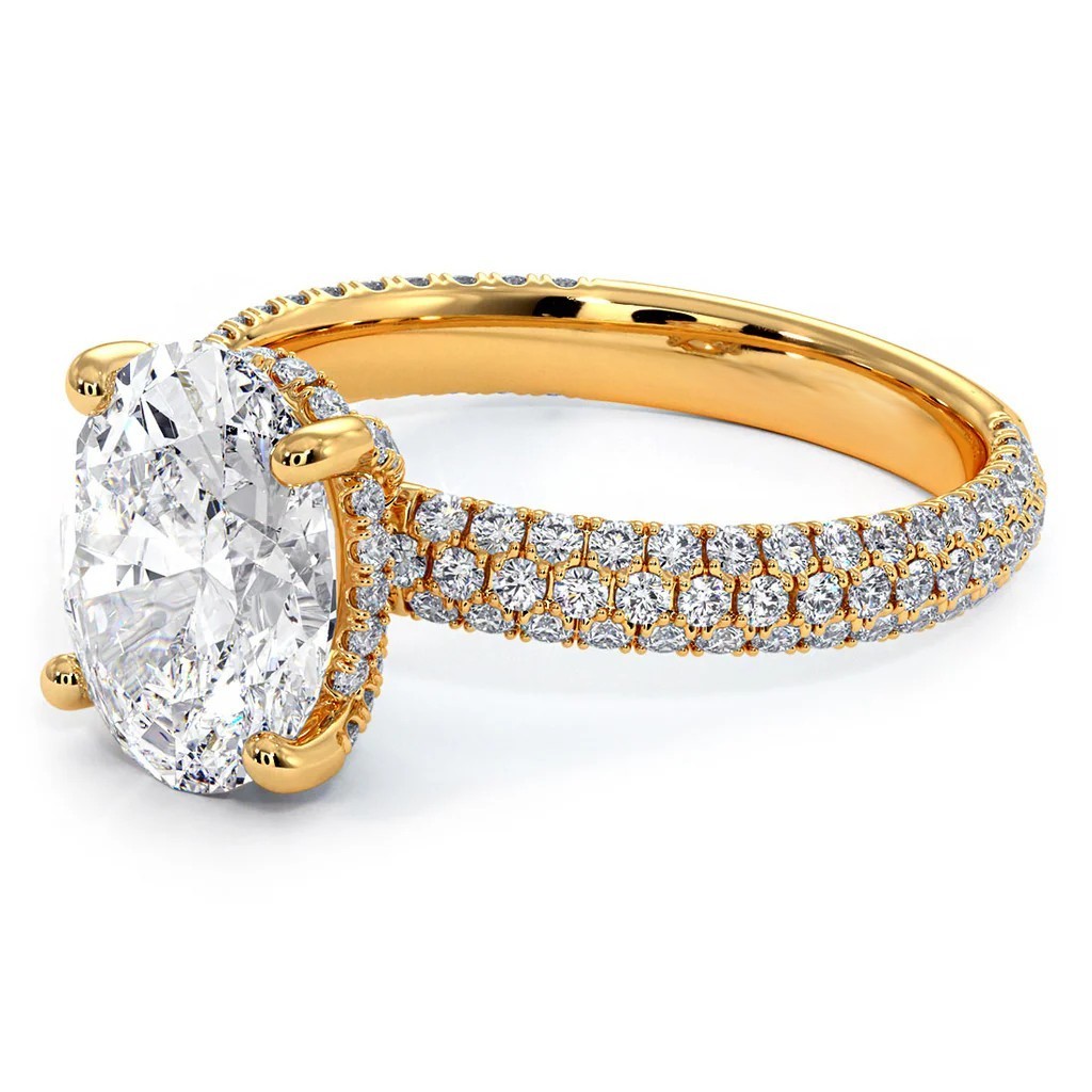 IGI Certified Lab Created Diamond Wedding Ring 3.80 Ct Oval Cut 14K Yellow Gold
