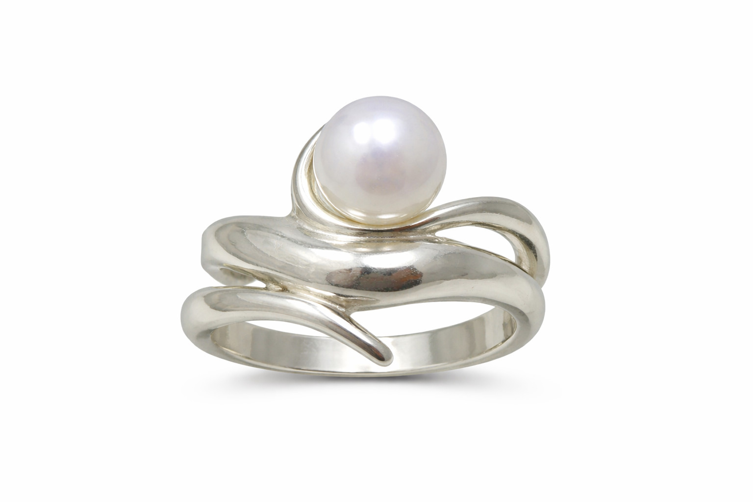 Unique Sterling Silver Ring With 8mm Cultured Pearl Stamped 925 Handmade