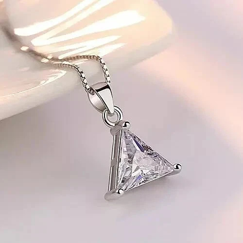 2Ct Trillion Cut Lab-Created Diamond Pendant 14k White Gold Plated 18» Chain