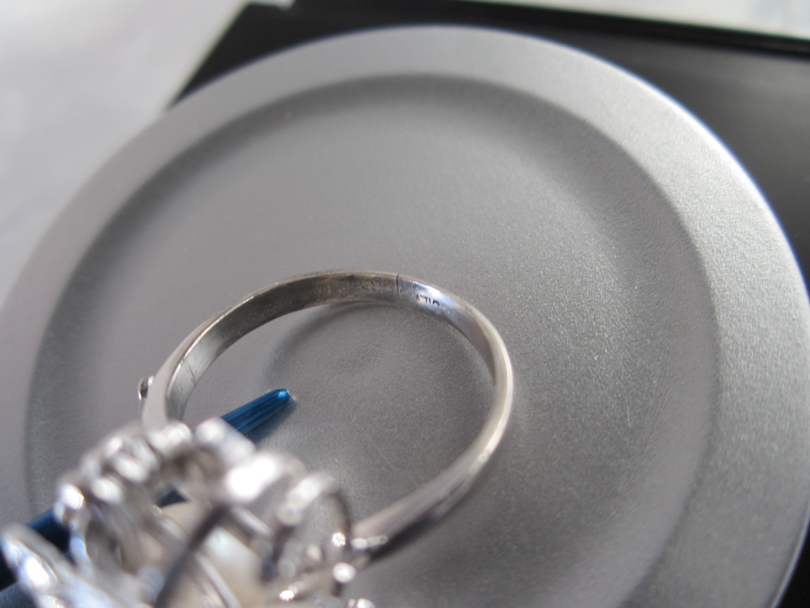 VINTAGE ORIGINAL MIKIMOTO AKOYA PEARL DIAMOND CUT SOLID STERLING SILVER RING