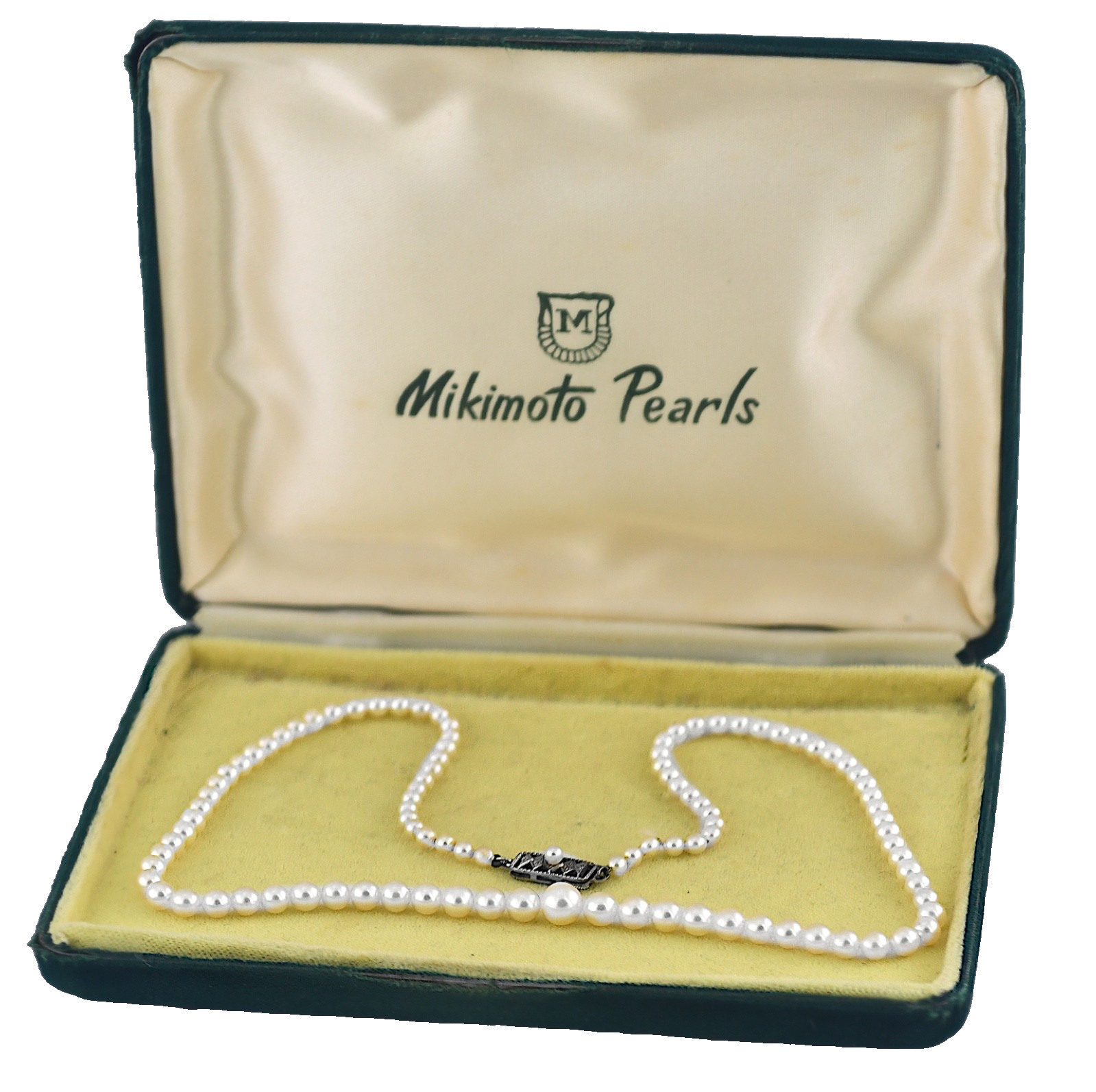 Vintage MIKIMOTO Graduated Akoya Pearl Necklace – Princess Length – 1940’s