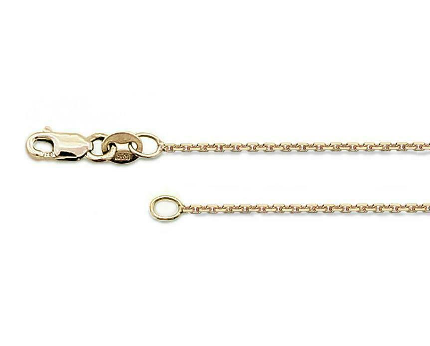 10K Yellow Gold Diamond Cut Cable Chain 1mm Wide 14 16 18 20 22 24″ Lobster Claw
