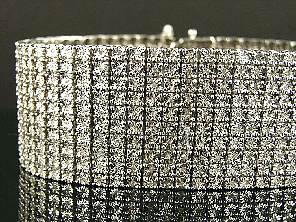 10 Row Tennis Bracelet With Natural Round Diamonds in Sterling silver 2 Carats