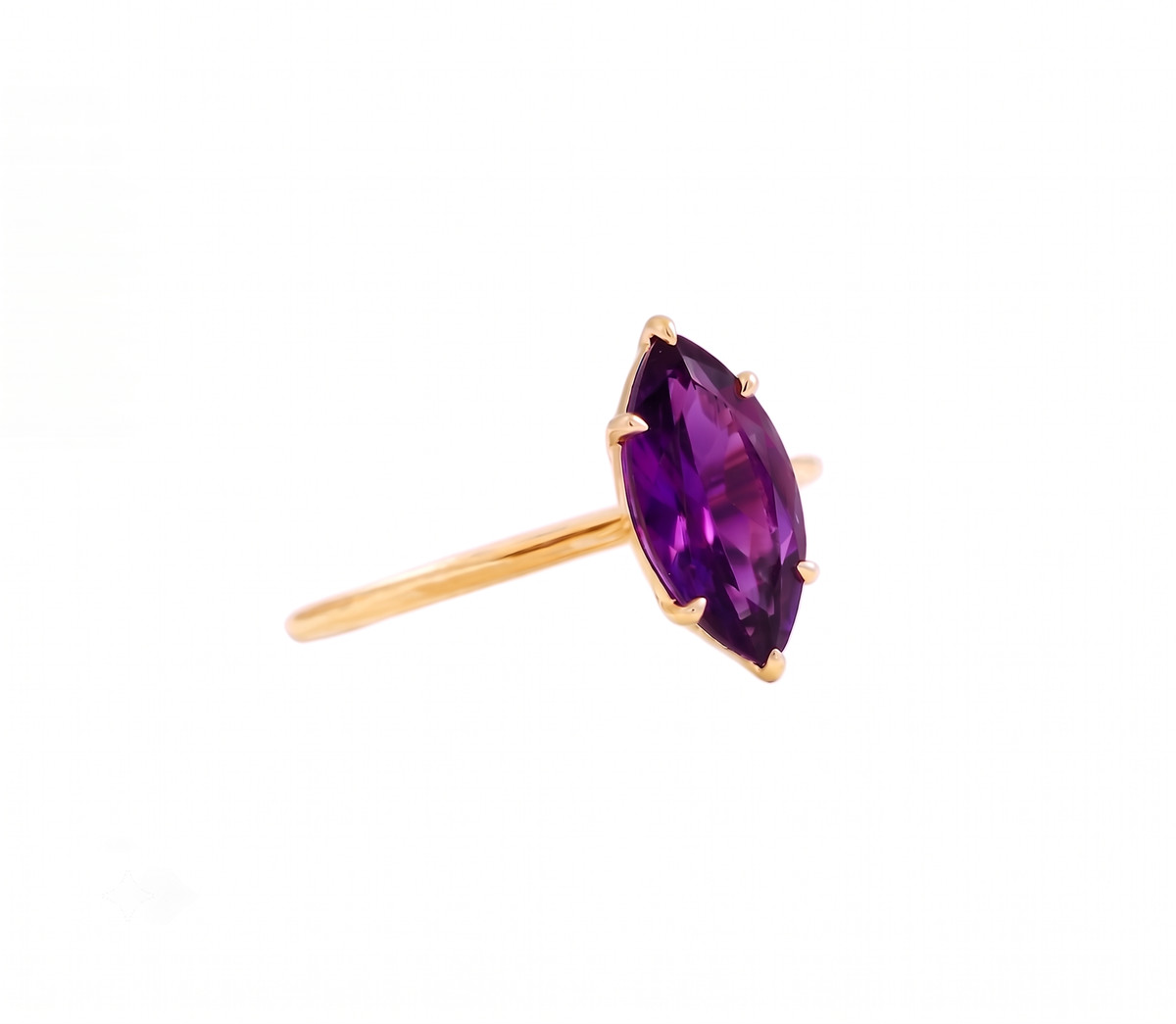 3.25 Carat Natural Marquise Amethyst Gemstone 925 Silver Handmade Ring For Her