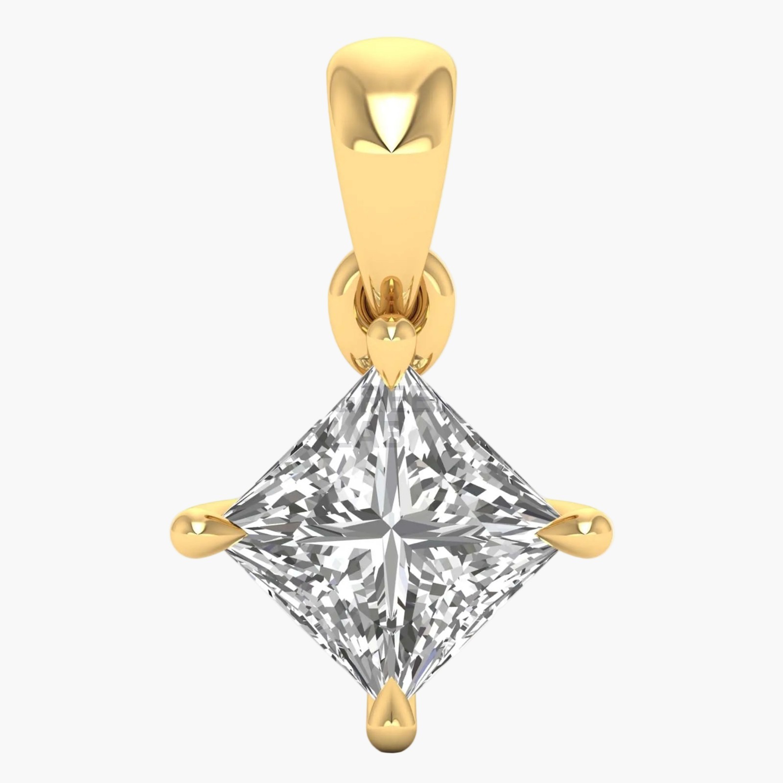 1.05 CT Square Cut E VS1 Lab Created Diamond 14kt Yellow Gold Pendants