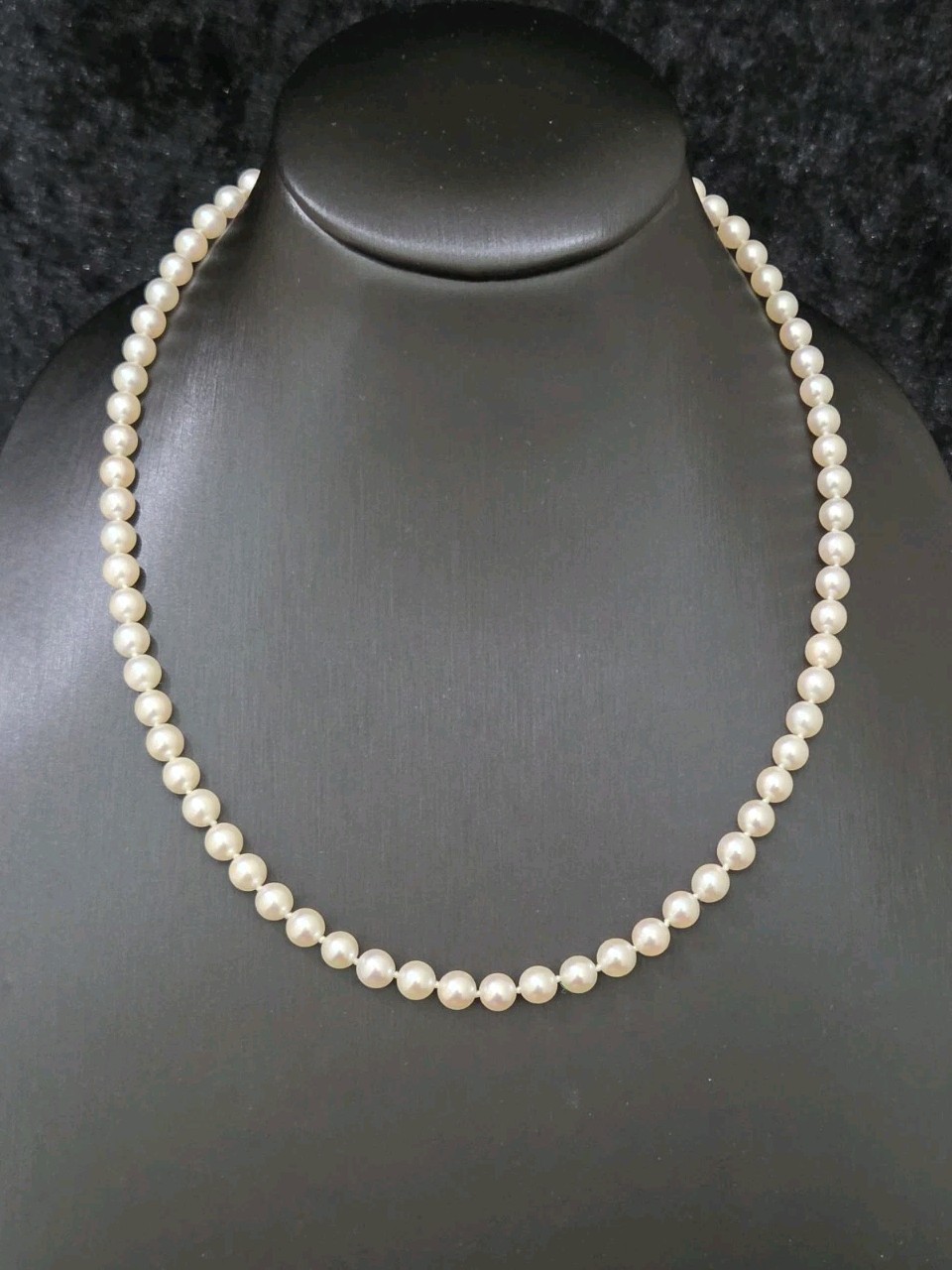 Mikimoto Sterling Silver Fish Hook Clasp Knotted Pearl Necklace