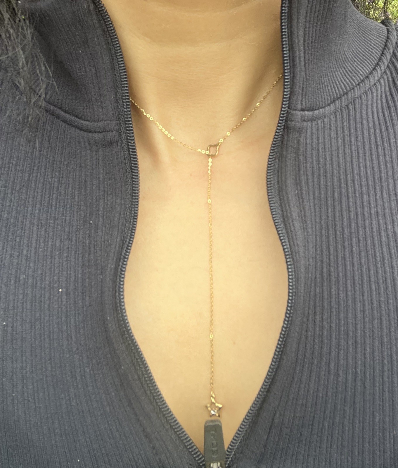 Genuine 18k Yellow Gold Solid Center Necklace