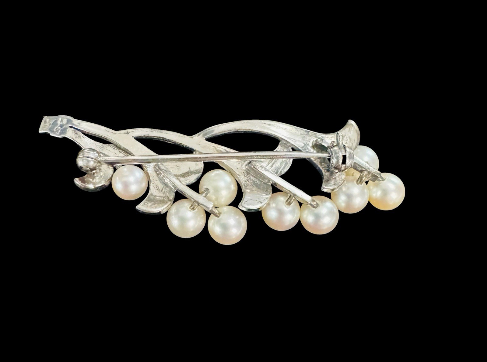 MIKIMOTO Akoya Saltwater Cultured Pearl Brooch Pin 4.5-5mm Sterling Silver Japan