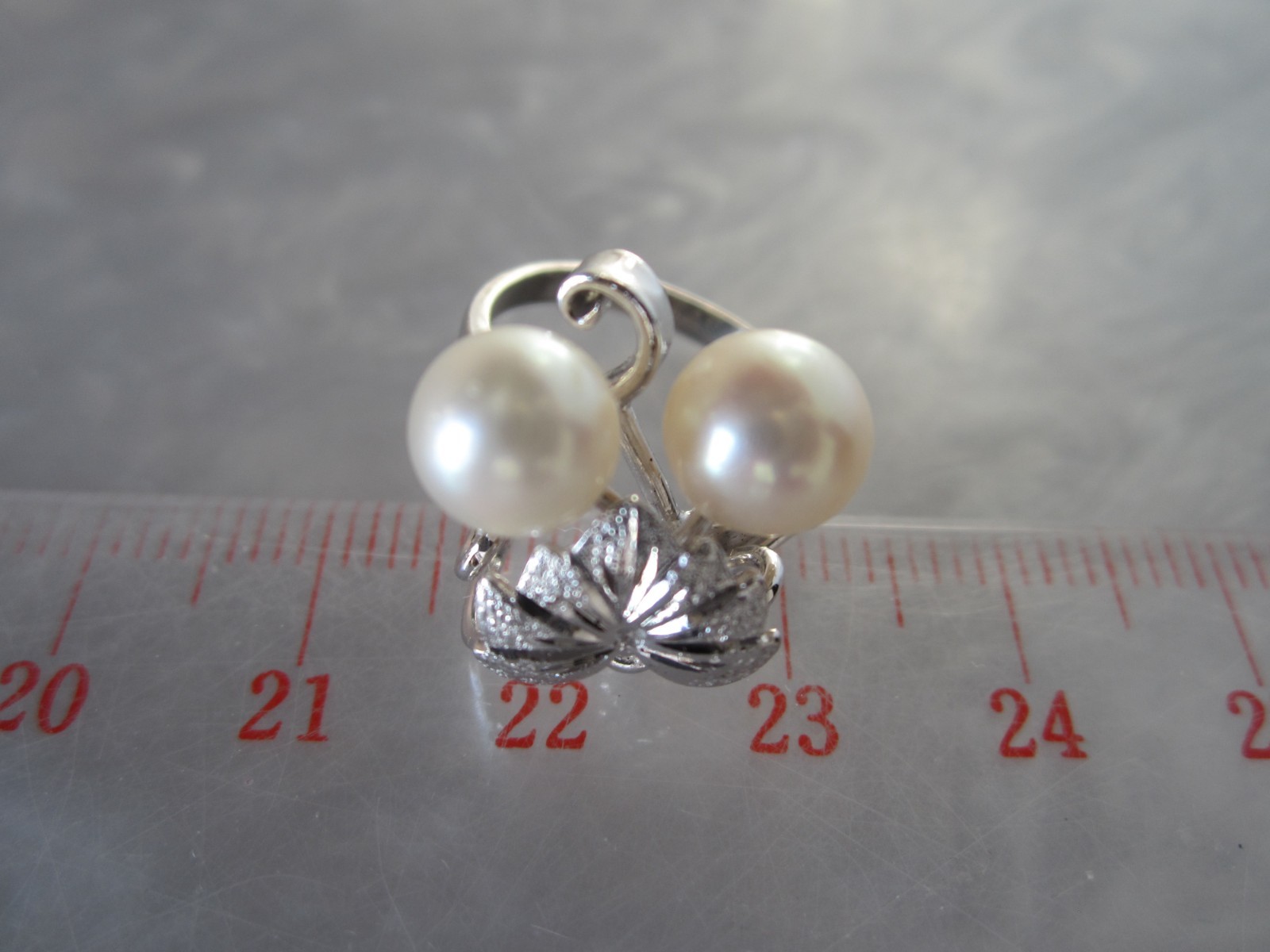 VINTAGE ORIGINAL MIKIMOTO AKOYA PEARL DIAMOND CUT SOLID STERLING SILVER RING